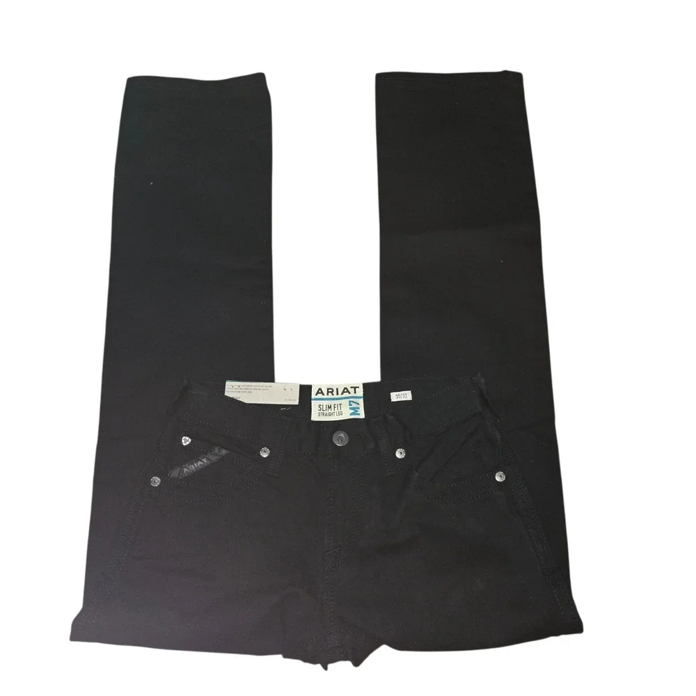 Ariat NWT M7 Slim Fit Straight Leg Jeans Mens 30x32 Dark Wash Black 10050817‎